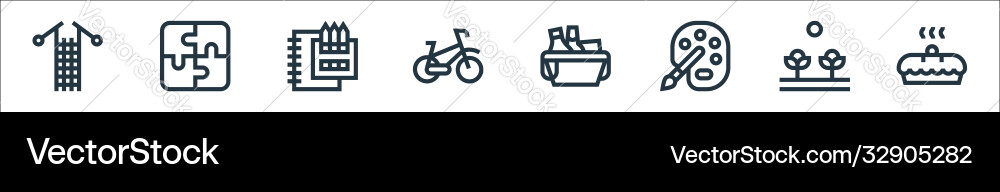 Hobbies line icons linear set quality line set Vector Image
