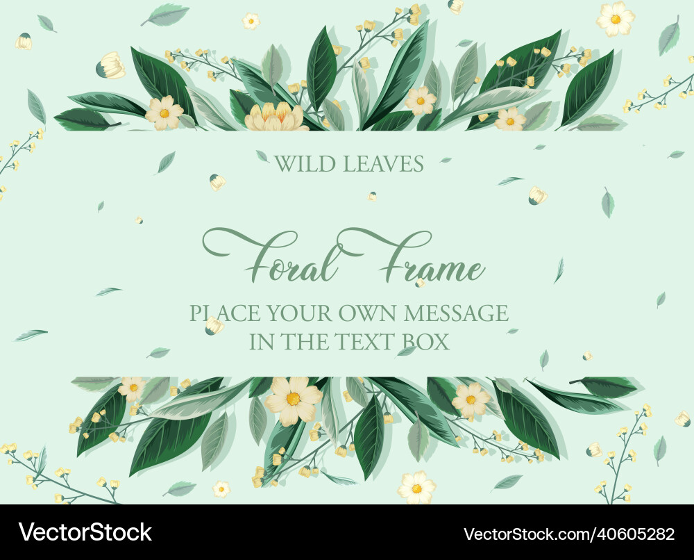 Horizontal card template with flowers and foliage Vector Image