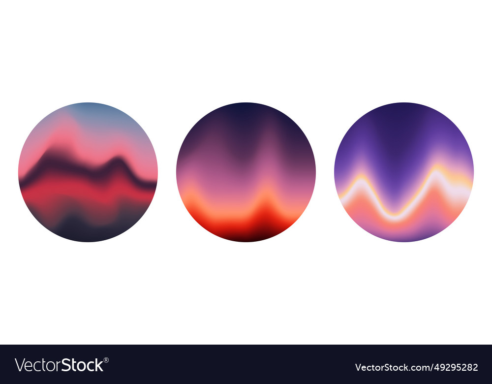 Iridescent round wavy gradient background set vector image Iridescent round wavy gradient background set