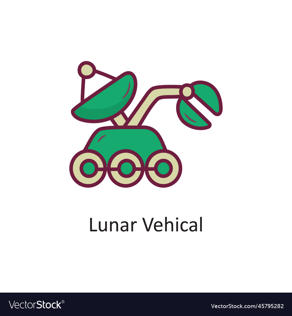 Lunar vehicle fill outline icon design illu