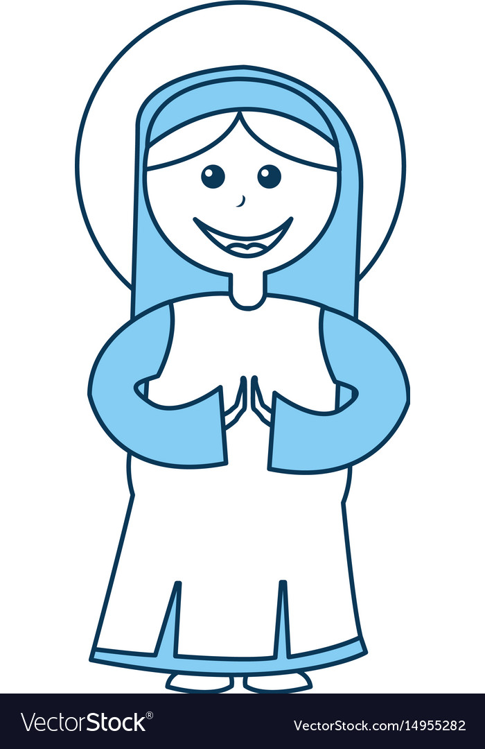 Mary virgin manger character Royalty Free Vector Image