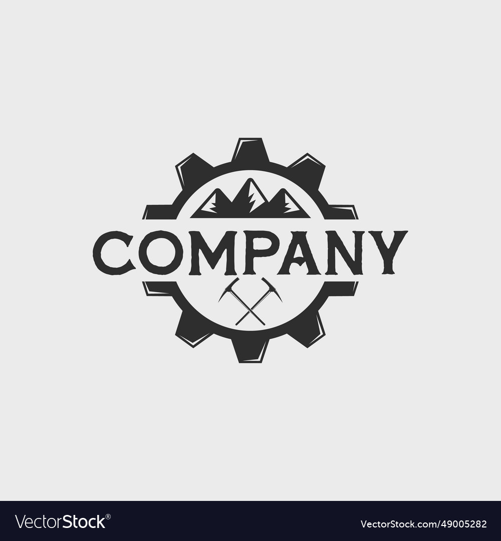 Mining logo line art vintage template icon