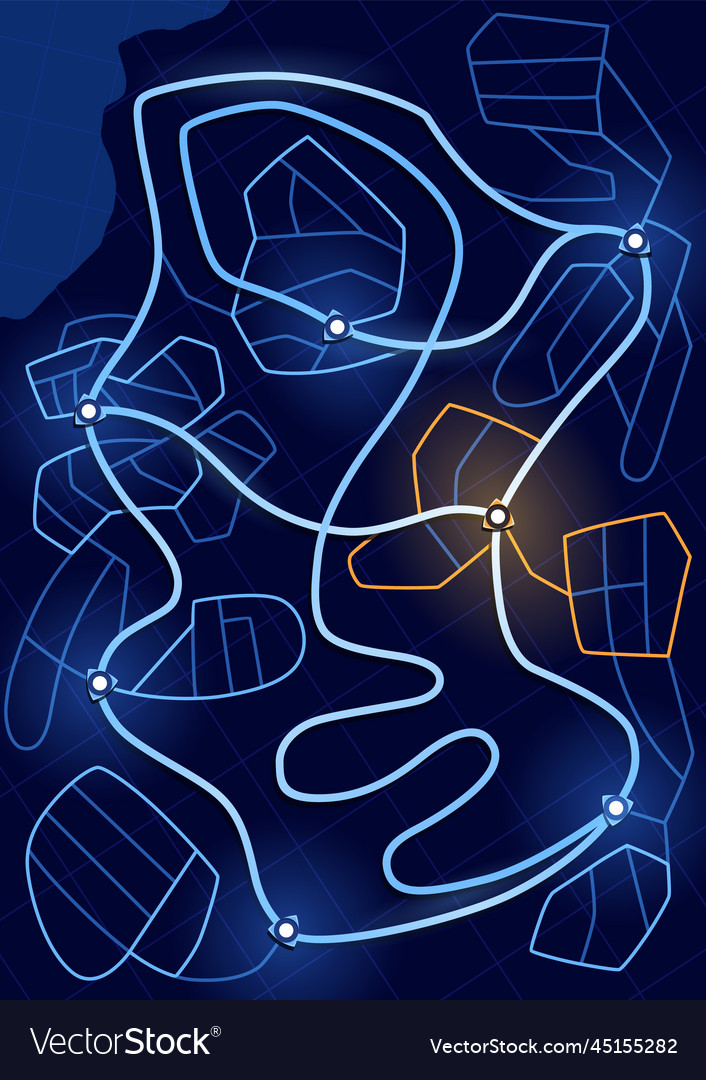 Navigation map game futuristic ui for city vector image Navigation map game futuristic ui for city