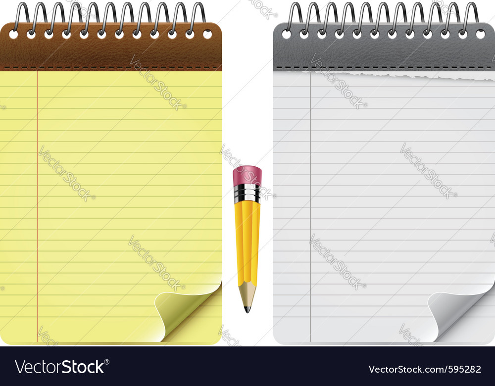 Notepad and pencil Royalty Free Vector Image - VectorStock