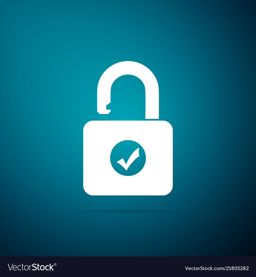 Open padlock and check mark security lock vector image Open padlock and check mark security lock