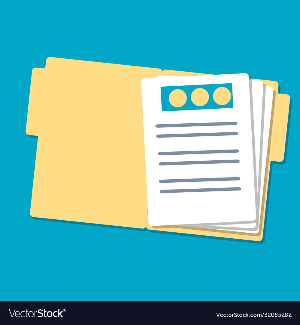 Printfolder with documents flat style vector image Printfolder with documents flat style
