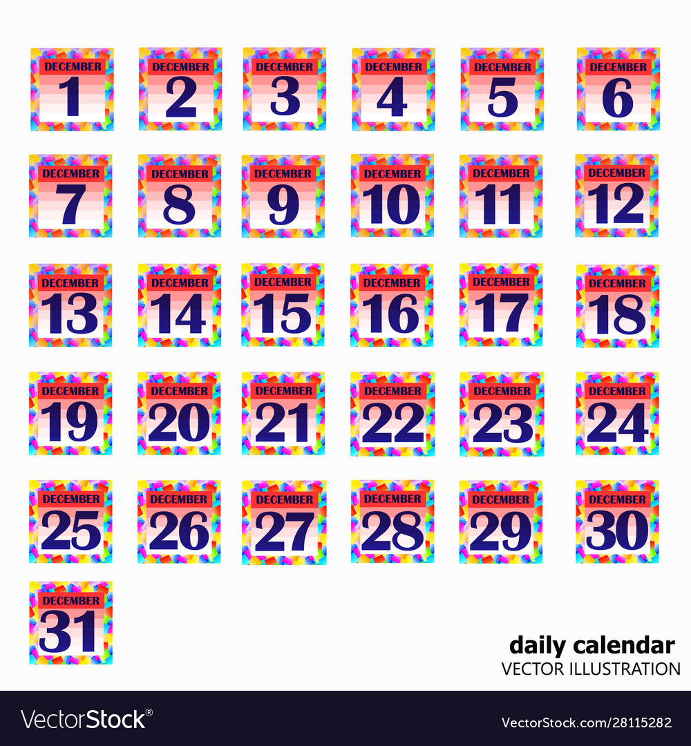 Set buttons with calendar dates for month vector image Set buttons with calendar dates for month
