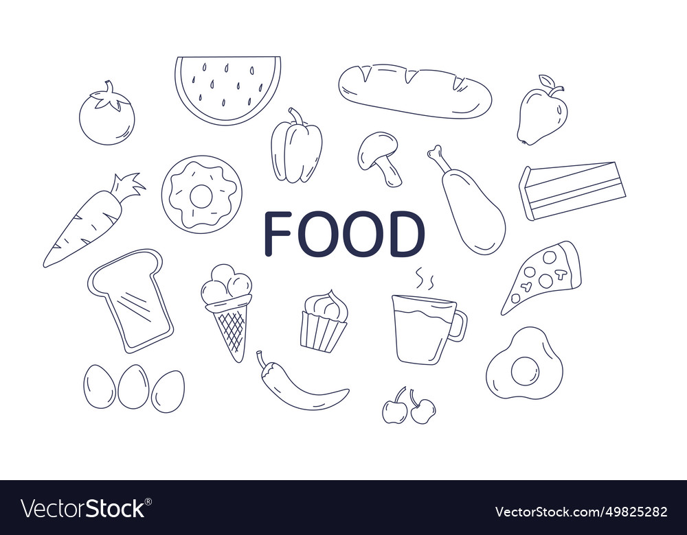 Set of sketch food Royalty Free Vector Image - VectorStock