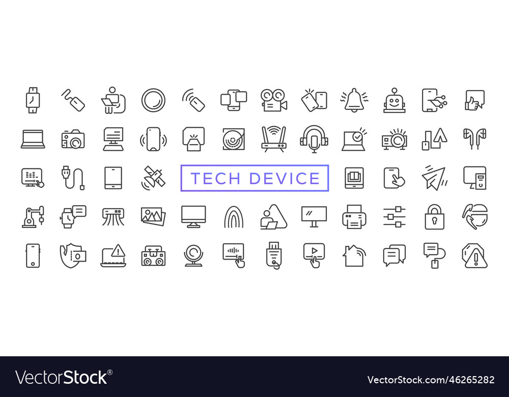 Tech device thin lines flat icon solid
