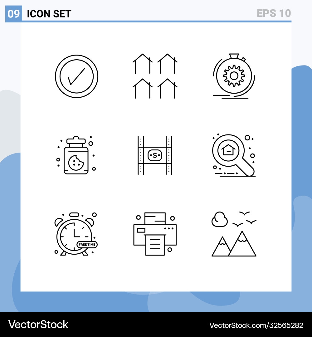 User interface pack 9 basic outlines costs Vector Image