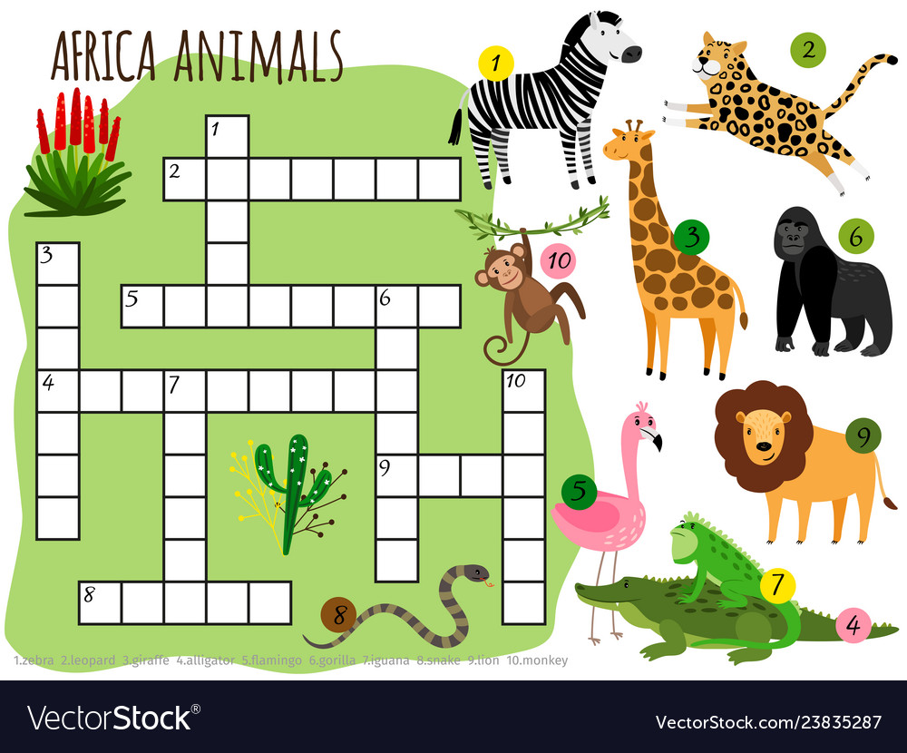 African Animal Crossword Puzzle