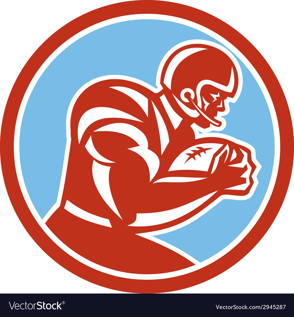 American football player running circle retro Vector Image