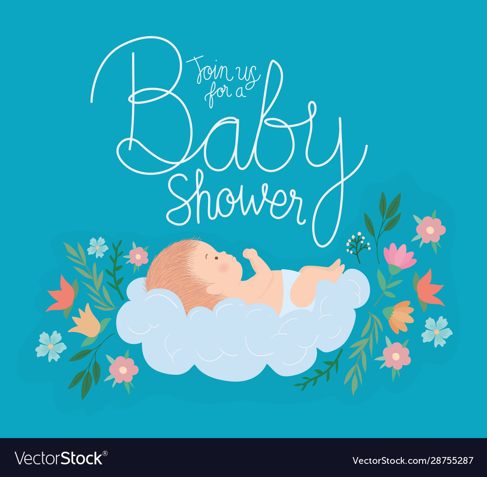 Baby shower invitation with cute cartoon Vector Image