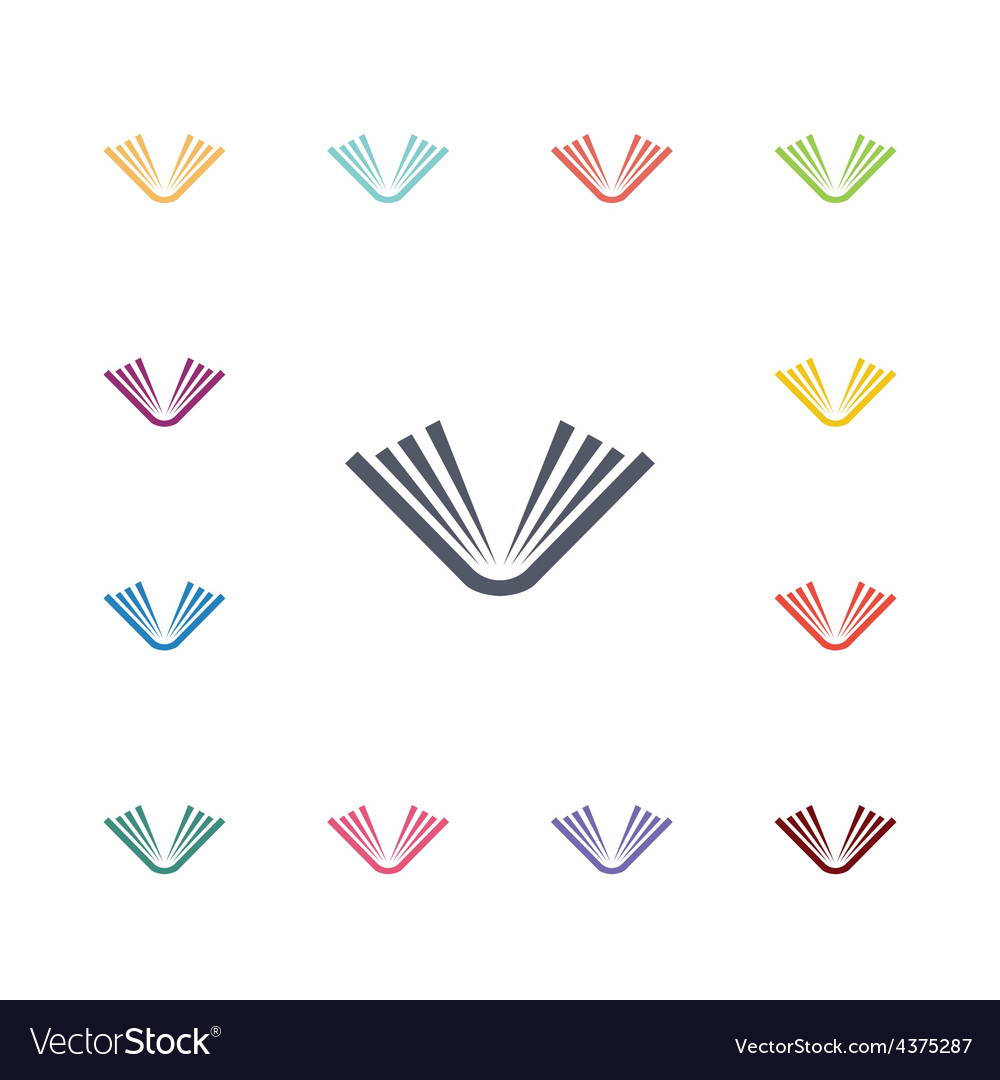 Book flat icons set