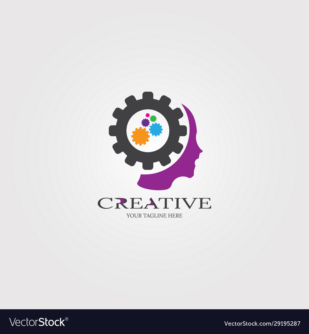 Creative mind with gear icon templates logo