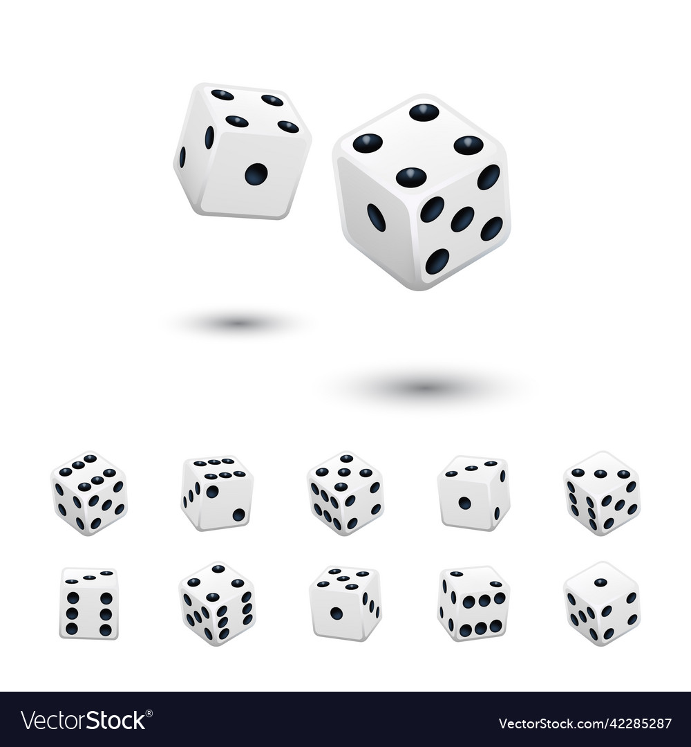 Dice game element set white cubes