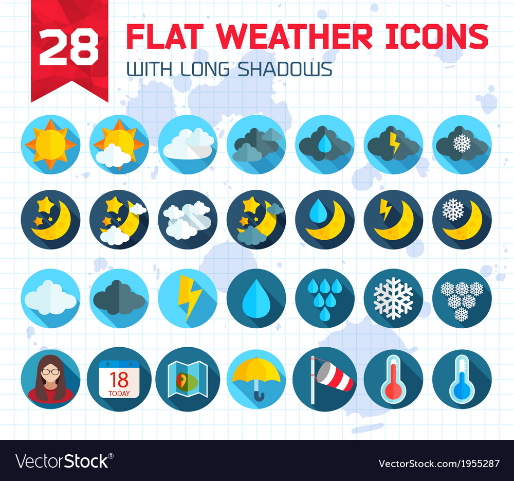 Flat weather icons set for web and mobile