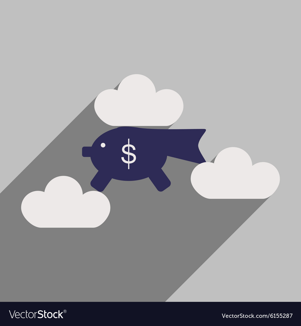 Flat with shadow icon piggy bank in the clouds