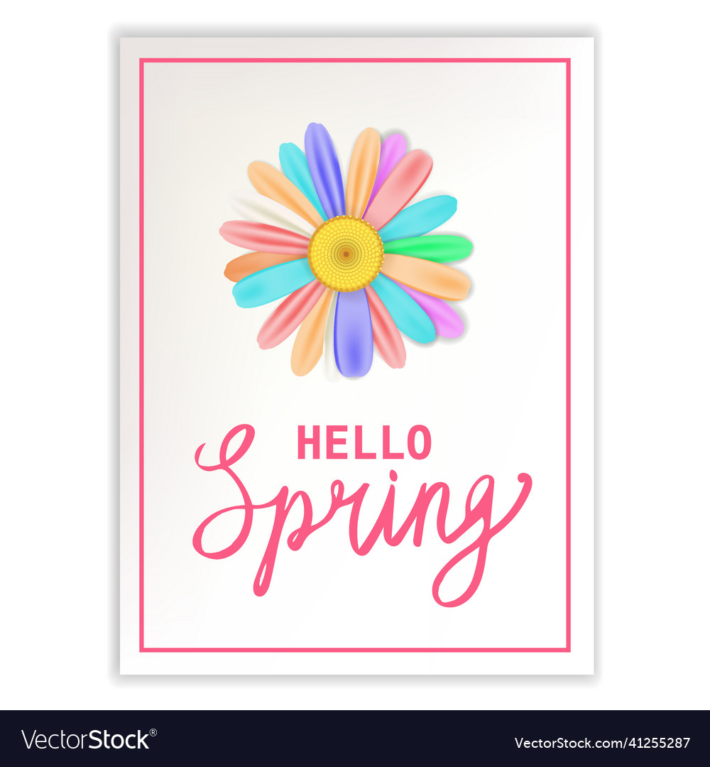 Hello spring lettering template banner with fresh