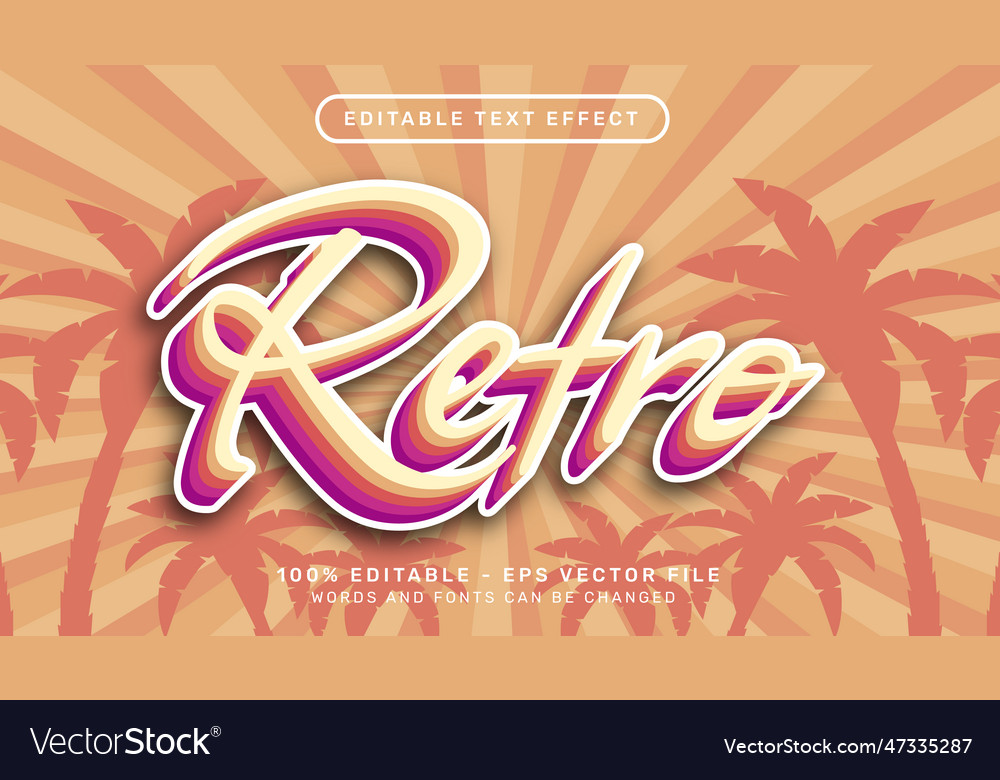 Retro 3d text effect and editable