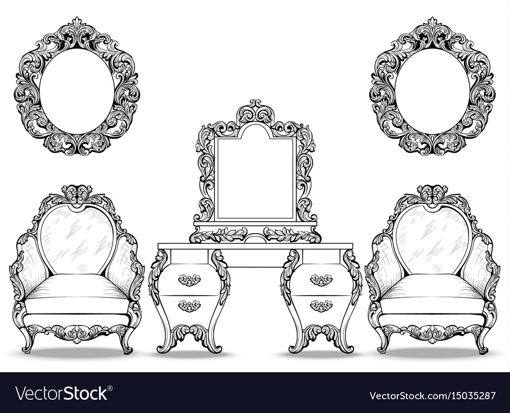 Рисунок мебели в стиле рококо