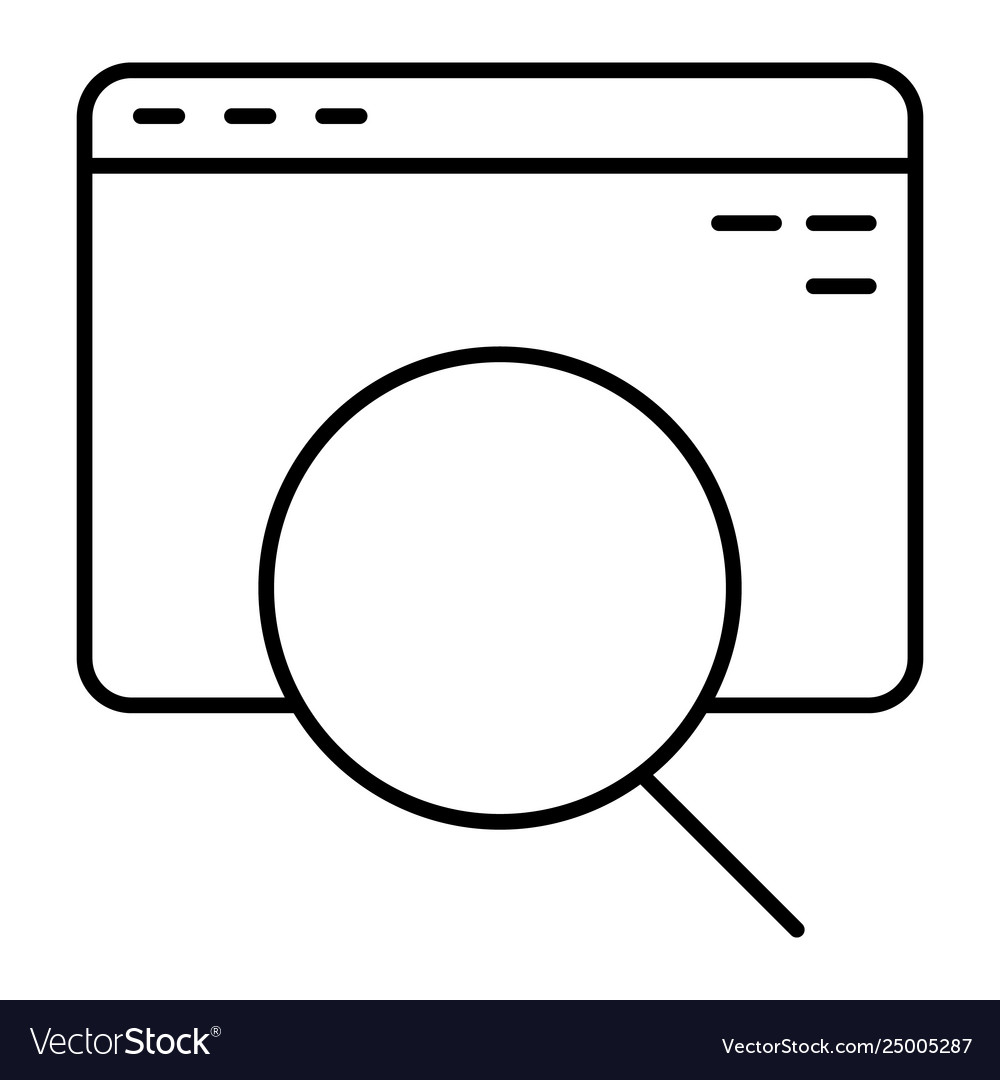 Search and computer browser thin line icon vector image Search and computer browser thin line icon