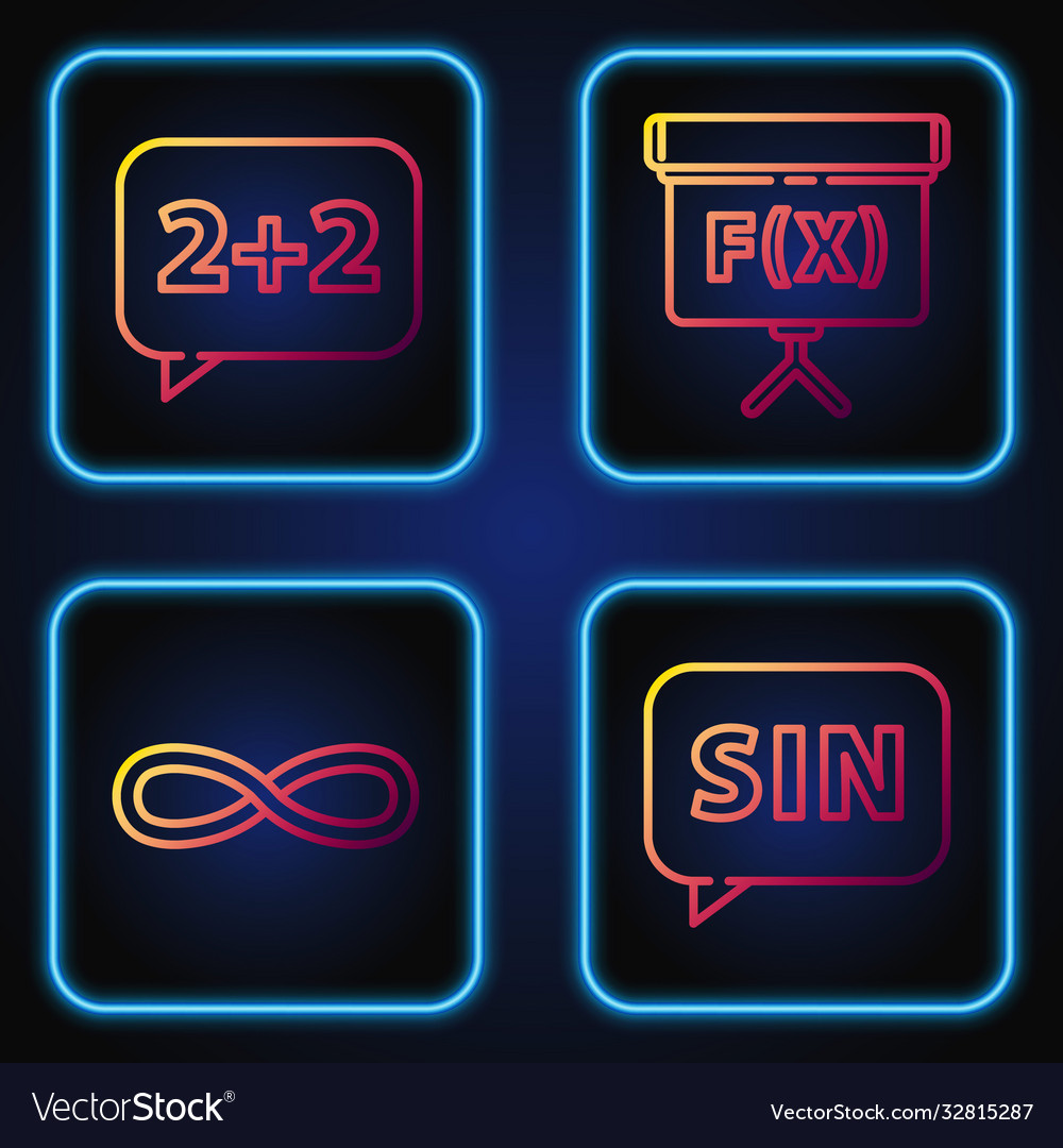 Set line human brain function mathematical symbol vector image Set line human brain function mathematical symbol