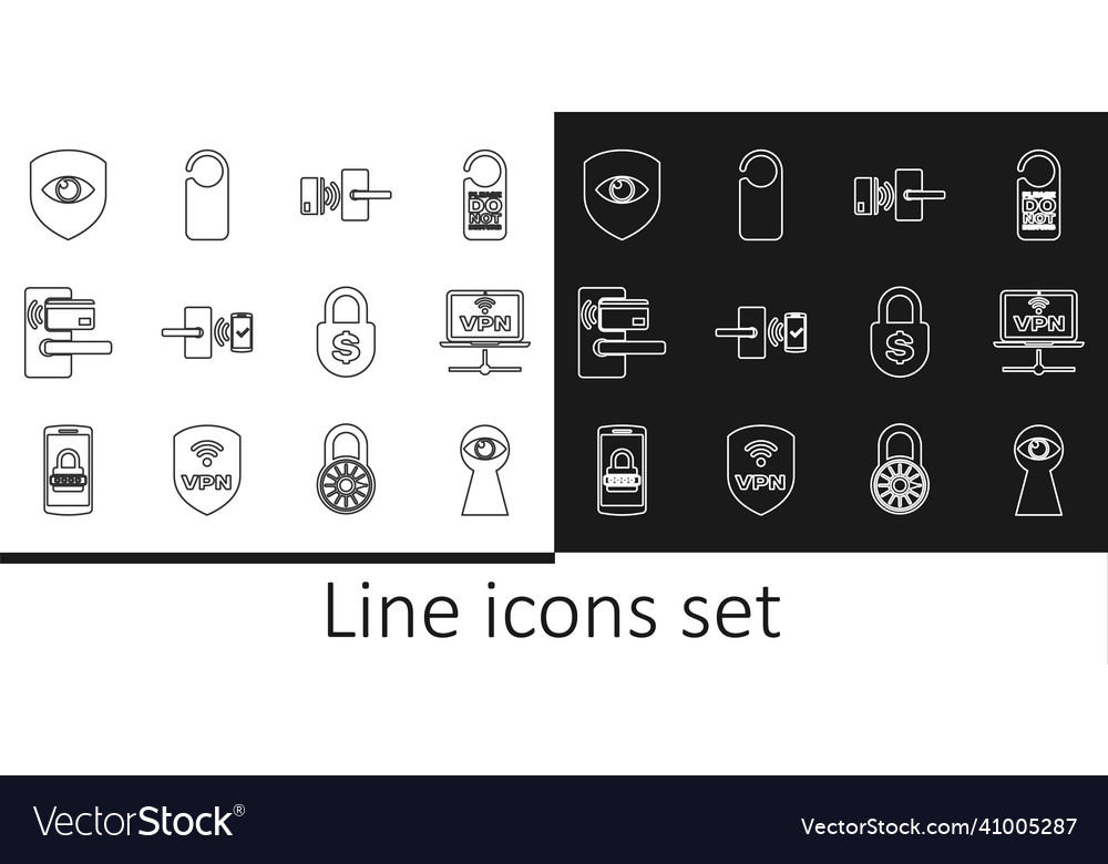 Set line keyhole with eye vpn computer network vector image Set line keyhole with eye vpn computer network