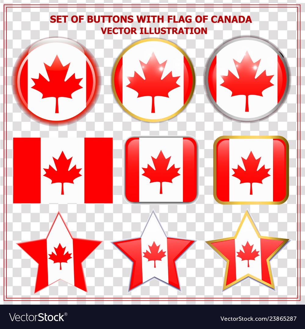 Set of buttons with flag canada vector image Set of buttons with flag canada
