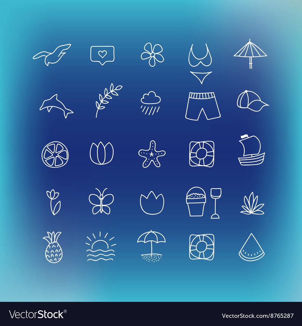 Summer icon set hand drawn design element