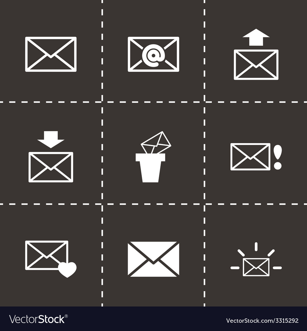 Black email icon set Royalty Free Vector Image