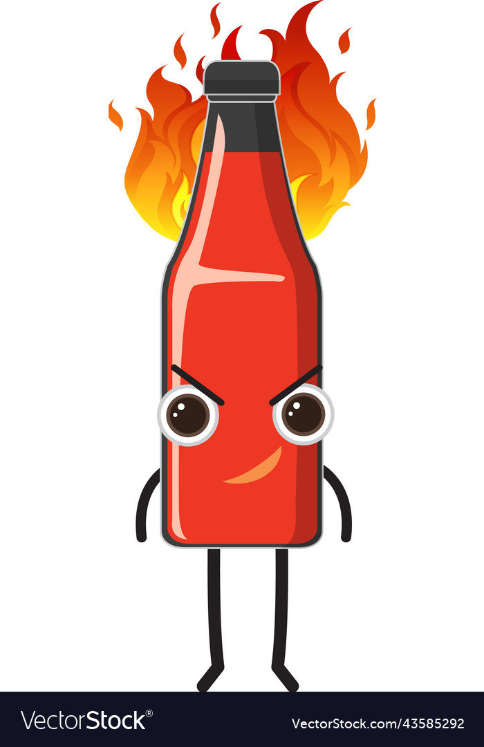 Chili sauce bottle cartoon character Royalty Free Vector