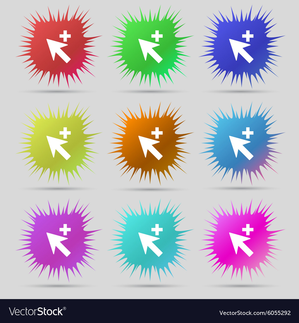 Cursor arrow plus add icon sign nine original