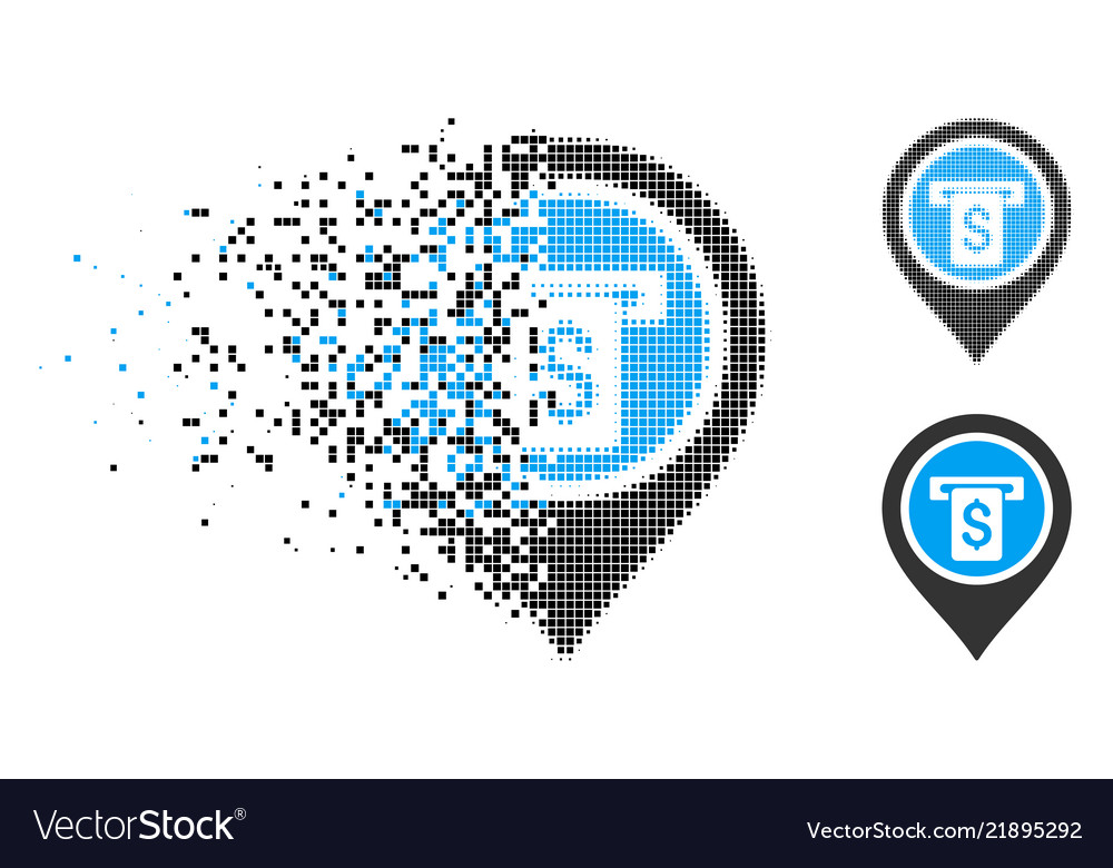 Destructed pixelated halftone atm terminal pointer vector image Destructed pixelated halftone atm terminal pointer