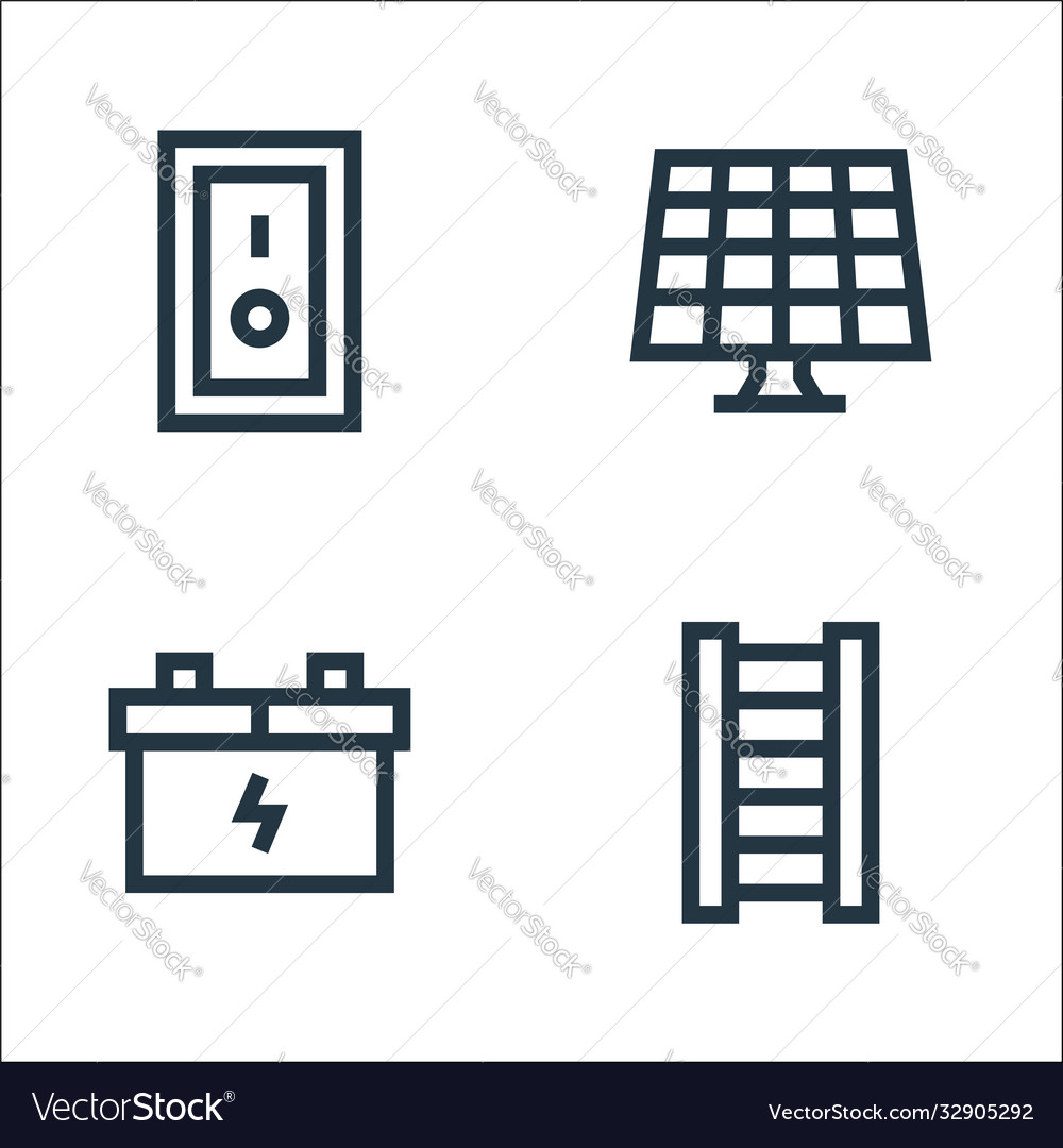 Electrician tools and line icons linear set vector image Electrician tools and line icons linear set