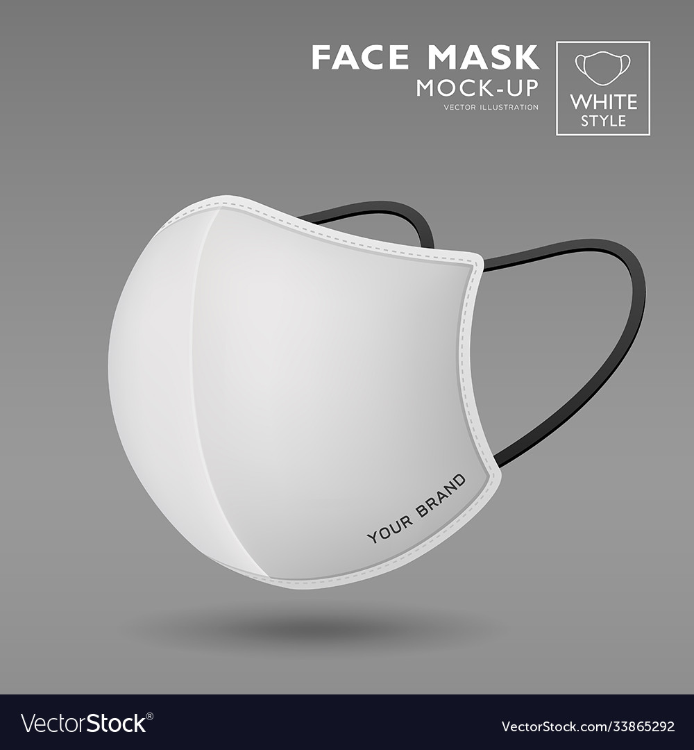 Download Face mask fabric white color mock up side view Vector Image