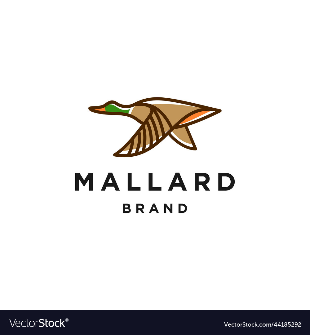 Flying mallard duck logo template design Vector Image