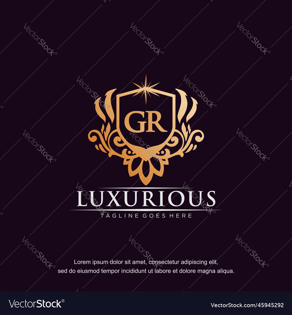 Gr initial letter luxury ornament gold monogram