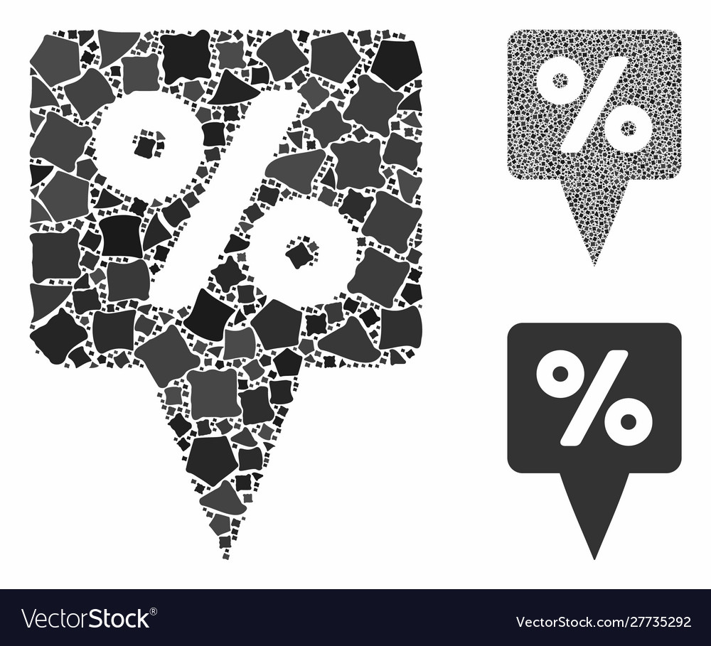 Percent map pointer composition icon bumpy vector image Percent map pointer composition icon bumpy
