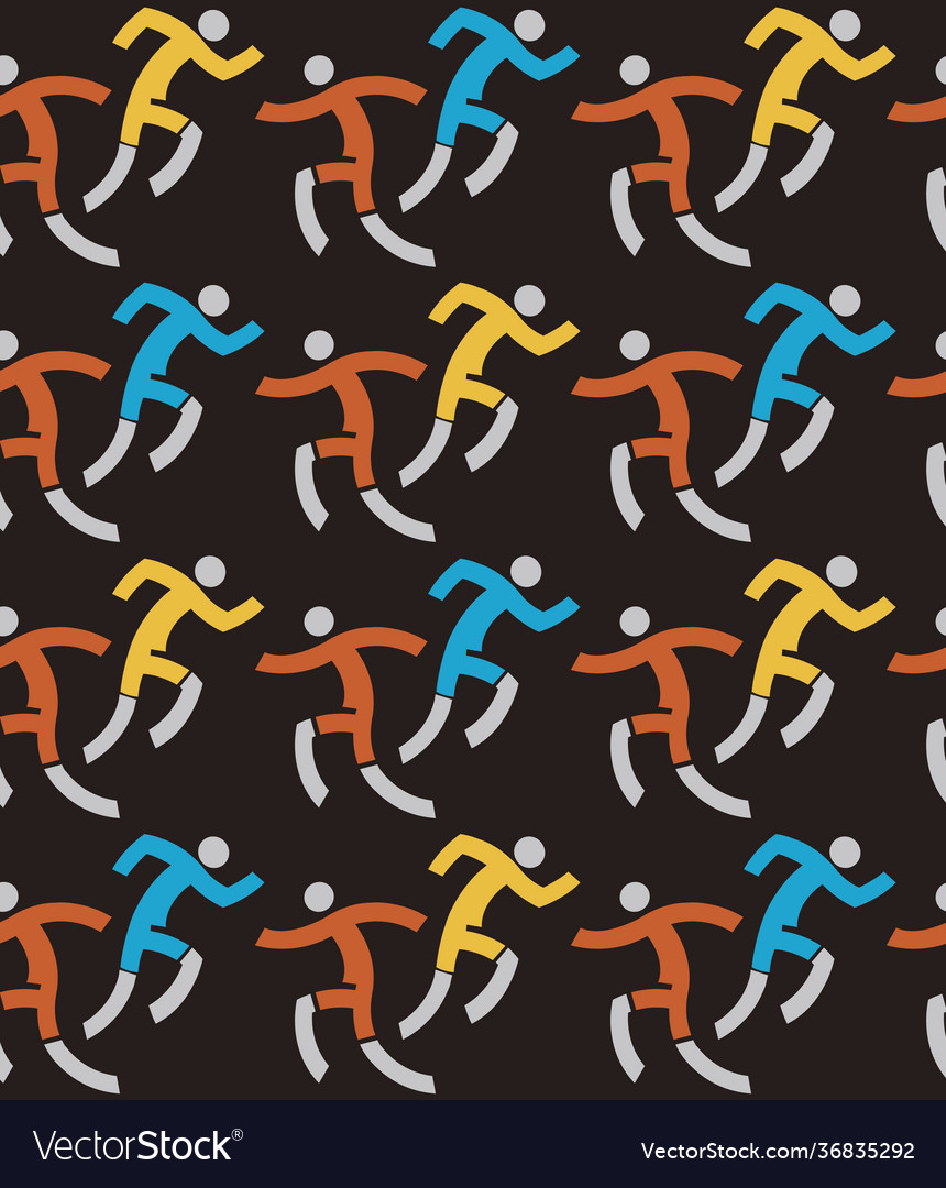 Running people joggers seamless pattern Royalty Free Vector