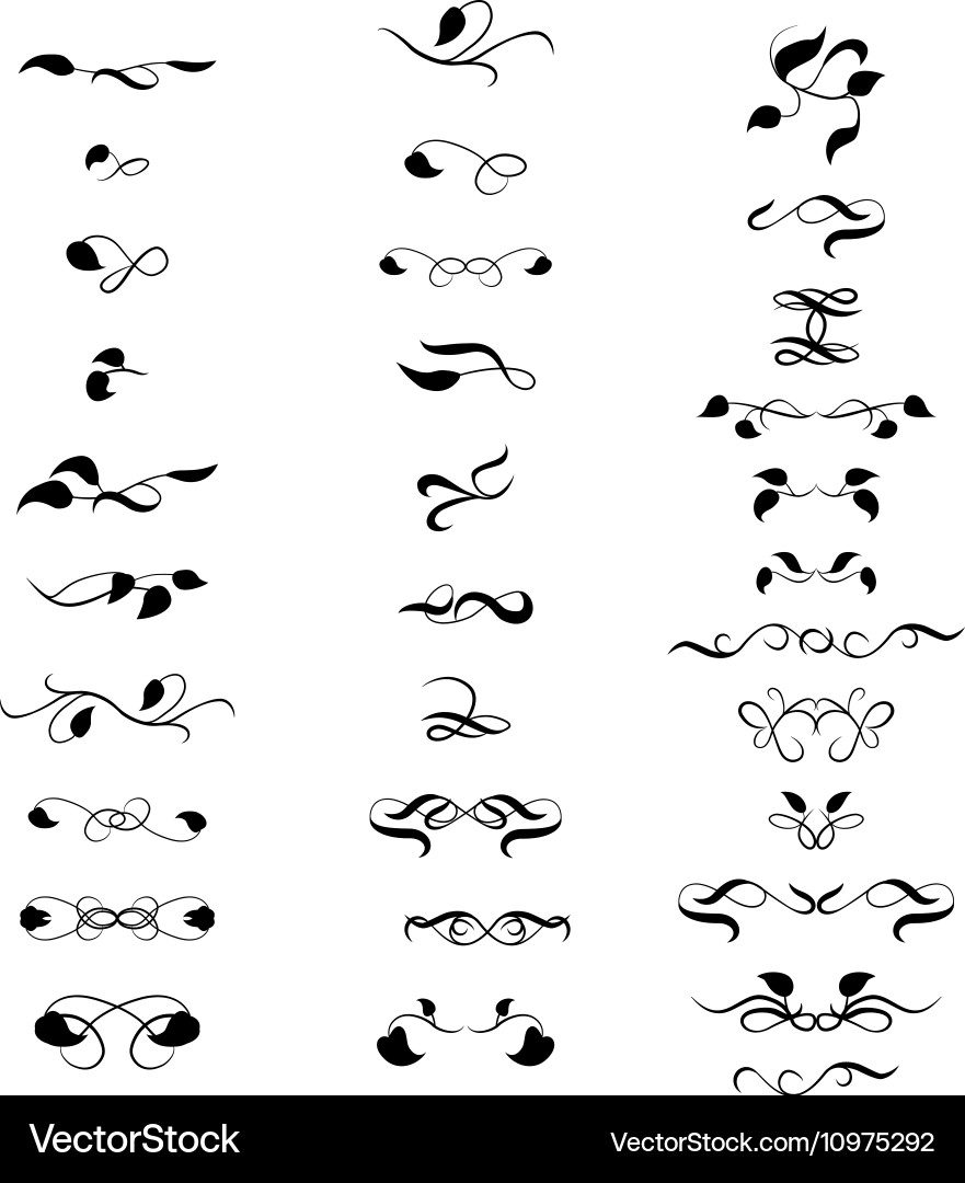 Set decorative design elements calligraphic Vector Image