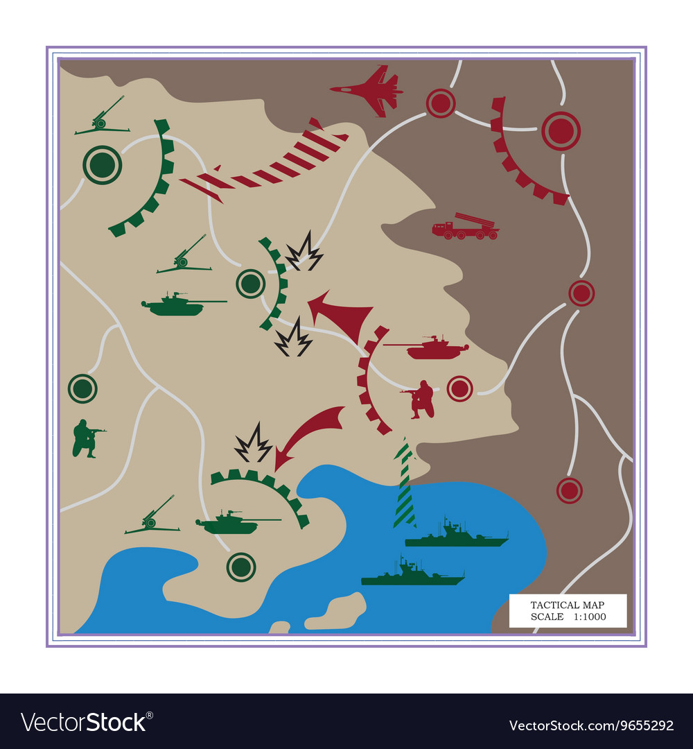 The tactical map with detailed icons Royalty Free Vector