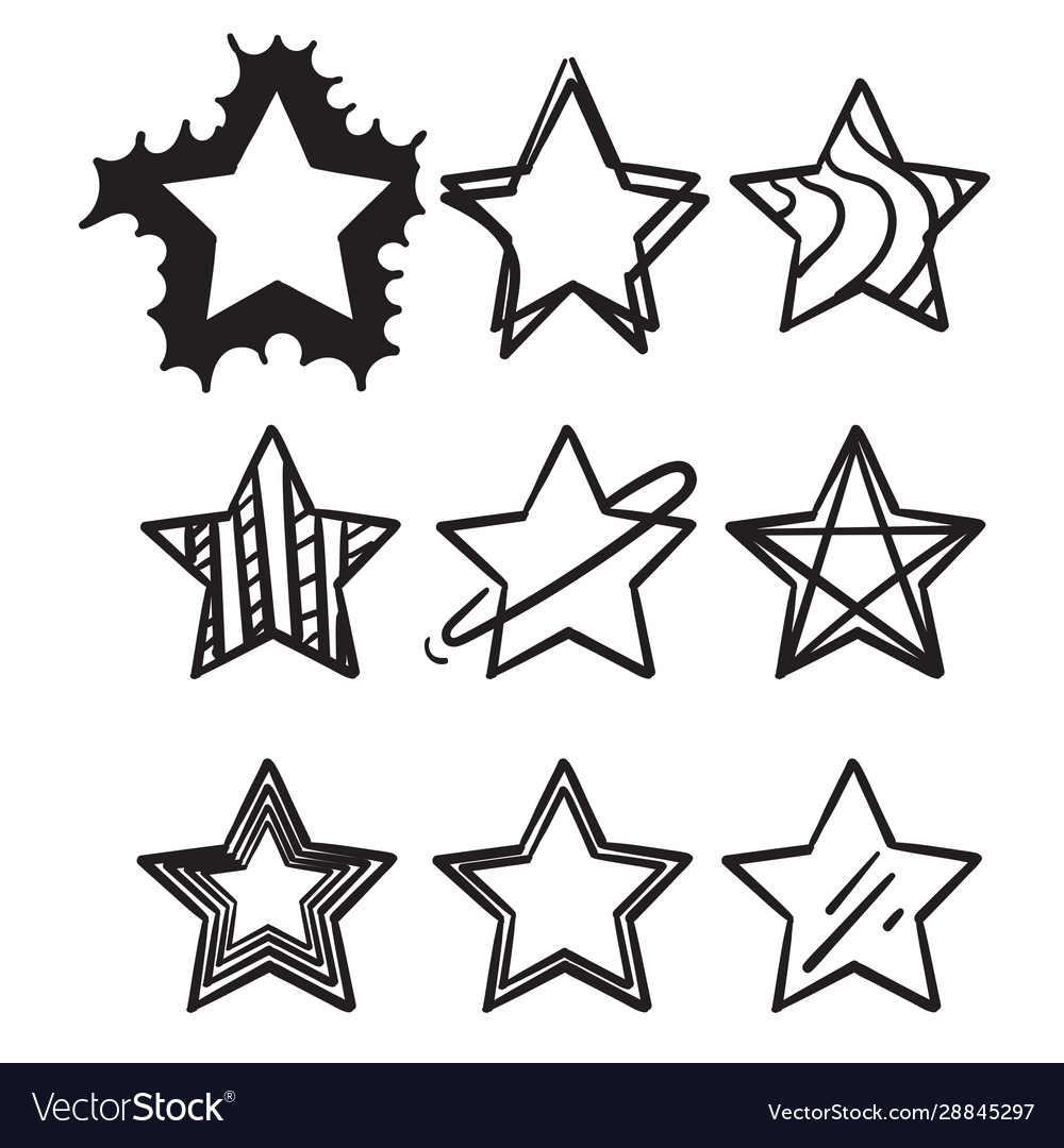 Collection hand drawn doodle stars