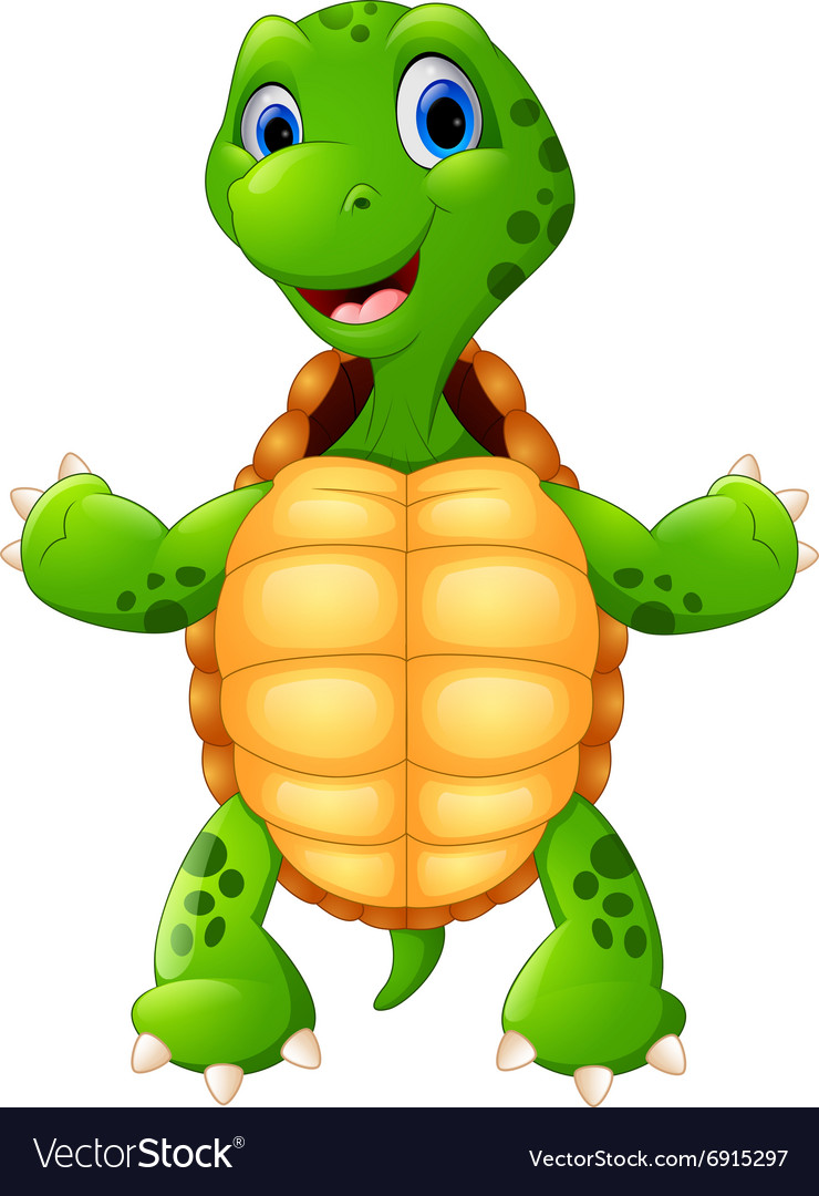 Cute green waving turtle Royalty Free Vector Image