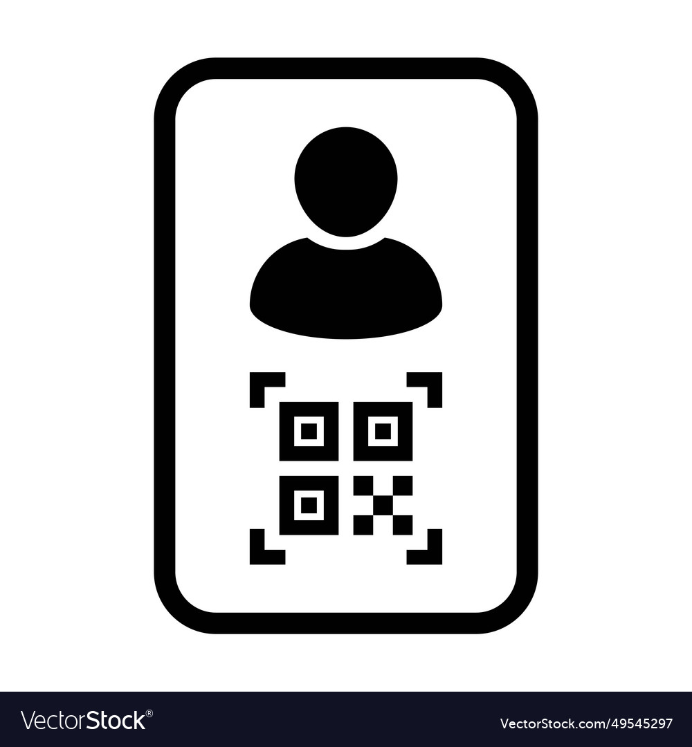 Digital id icon avatar with qr code vector image Digital id icon avatar with qr code