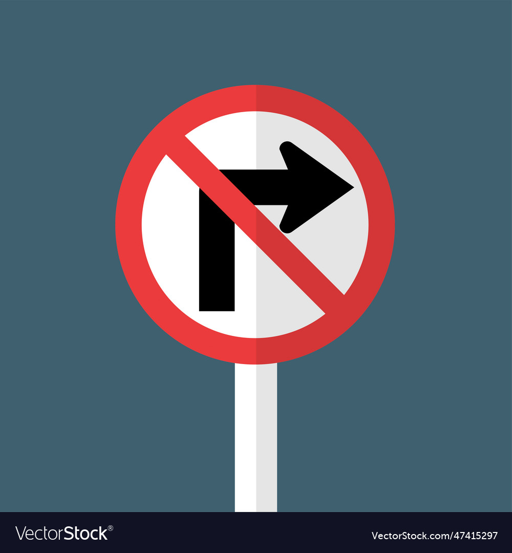 Do not turn right traffic sign Royalty Free Vector Image