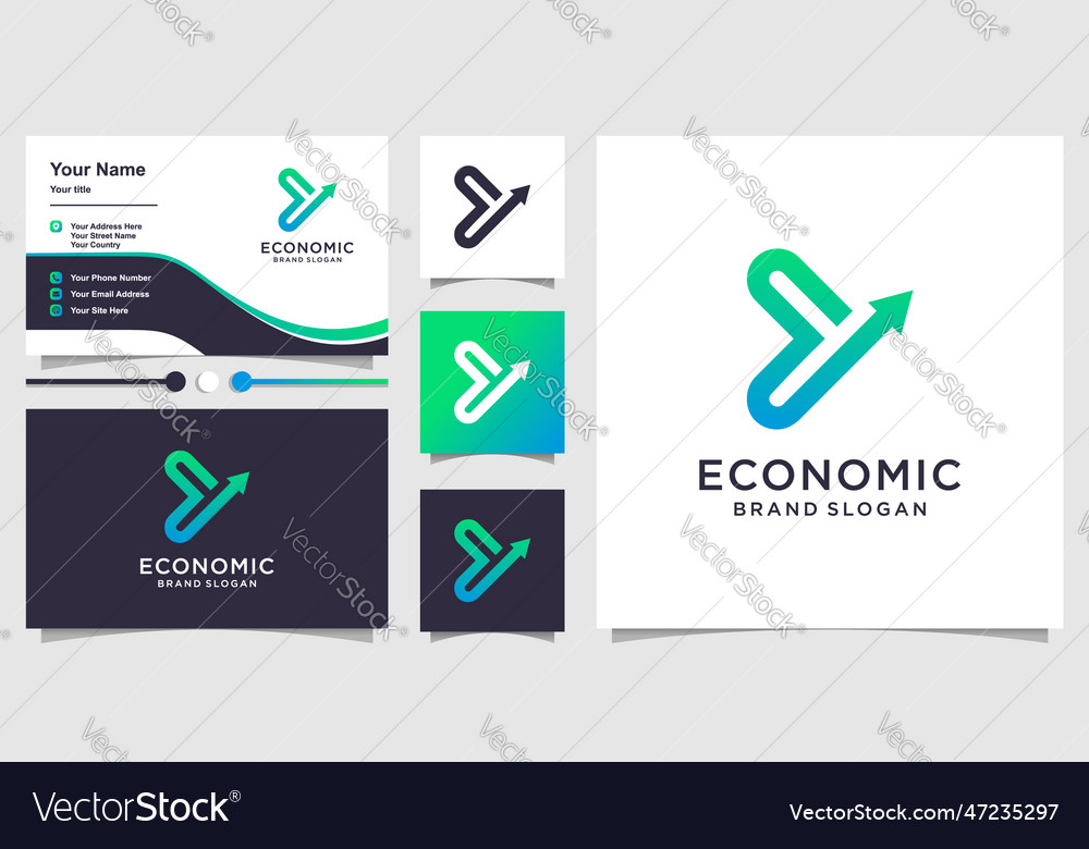 Economic logo with creative abstract element Vector Image