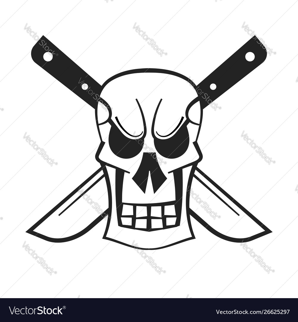 Evil skull logo hand drawn for your design vector image Evil skull logo hand drawn for your design