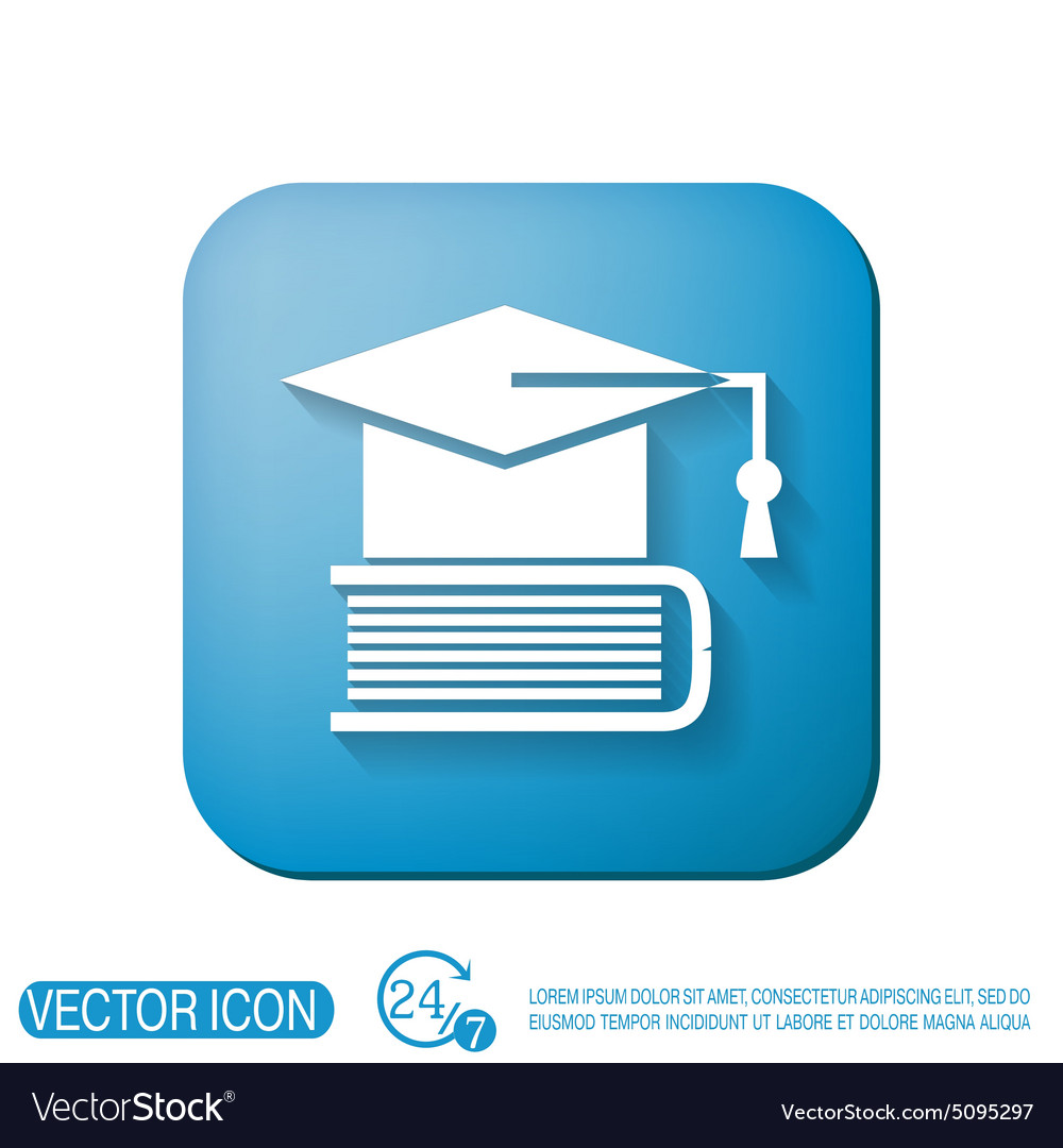 Graduate hat on the book icon teachings