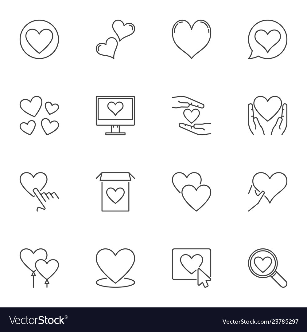 Heart Outline Icons - Love & Romance